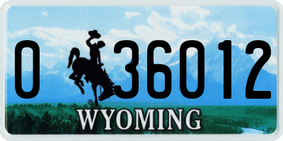 WY license plate 036012