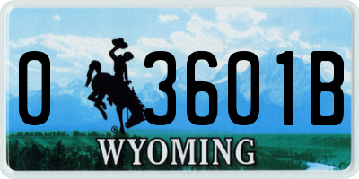 WY license plate 03601B