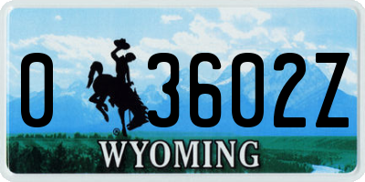WY license plate 03602Z