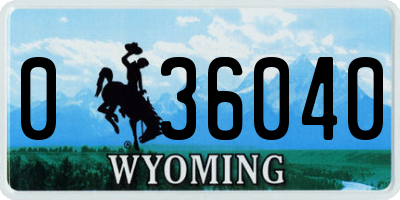 WY license plate 036040