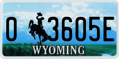 WY license plate 03605E