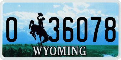 WY license plate 036078