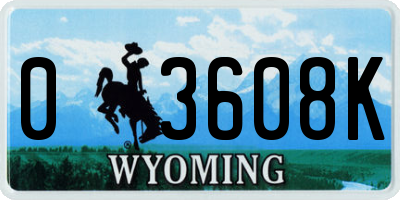 WY license plate 03608K
