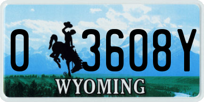 WY license plate 03608Y