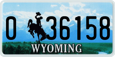 WY license plate 036158