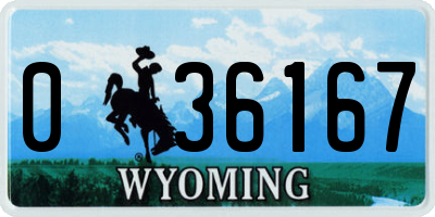 WY license plate 036167