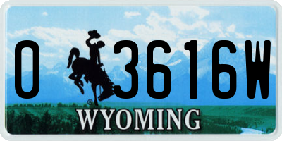 WY license plate 03616W