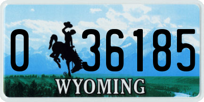 WY license plate 036185