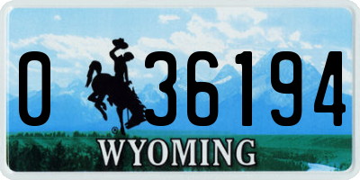 WY license plate 036194