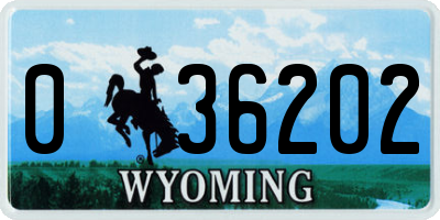 WY license plate 036202