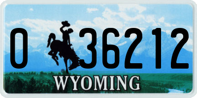 WY license plate 036212