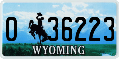 WY license plate 036223