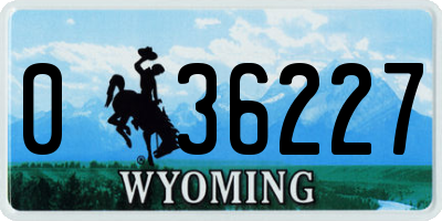 WY license plate 036227