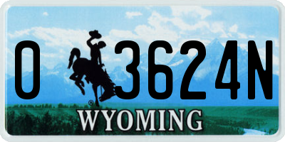 WY license plate 03624N