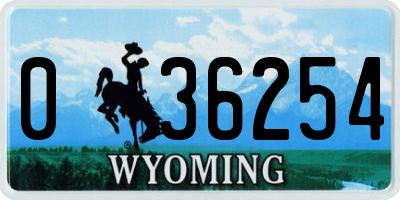 WY license plate 036254