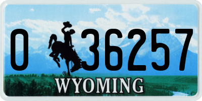 WY license plate 036257