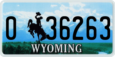 WY license plate 036263