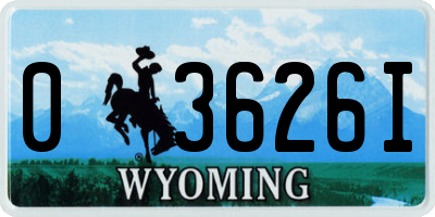 WY license plate 03626I