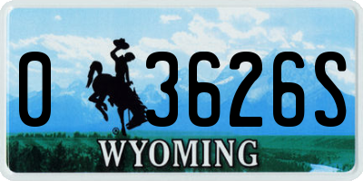 WY license plate 03626S