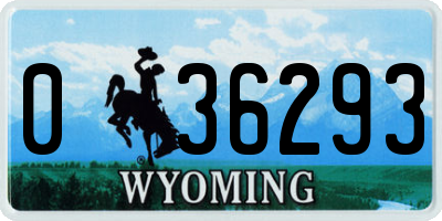 WY license plate 036293
