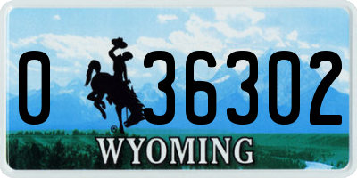 WY license plate 036302