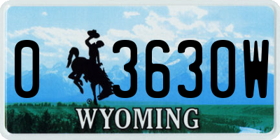 WY license plate 03630W