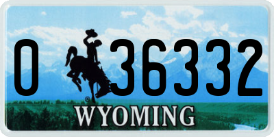 WY license plate 036332