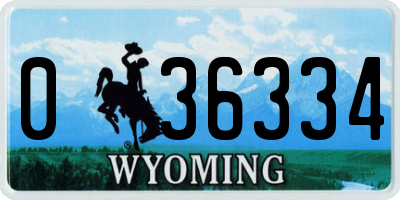 WY license plate 036334