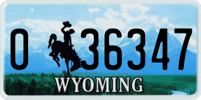 WY license plate 036347