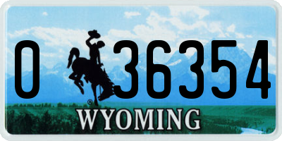 WY license plate 036354