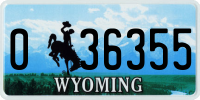 WY license plate 036355