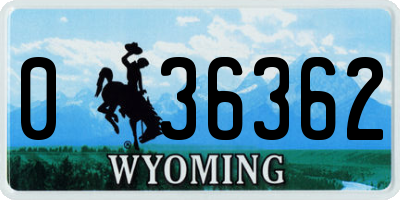 WY license plate 036362