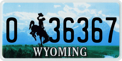 WY license plate 036367