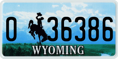 WY license plate 036386
