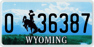 WY license plate 036387