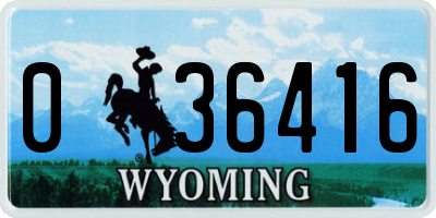 WY license plate 036416