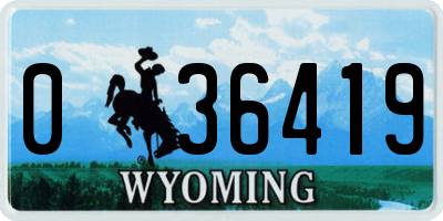 WY license plate 036419