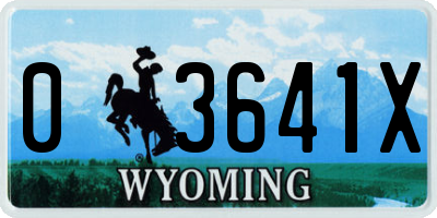 WY license plate 03641X