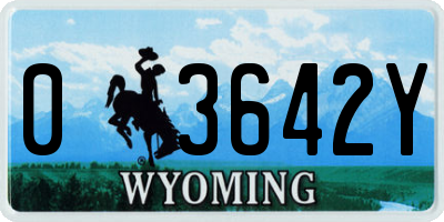 WY license plate 03642Y