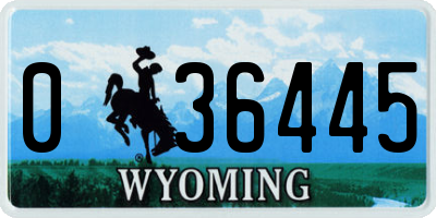 WY license plate 036445