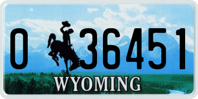 WY license plate 036451