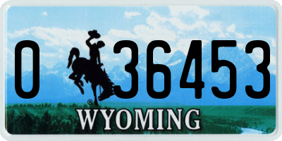 WY license plate 036453