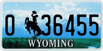 WY license plate 036455
