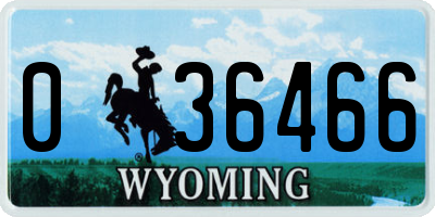 WY license plate 036466
