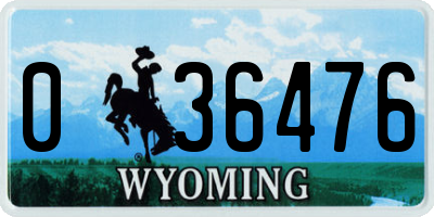 WY license plate 036476