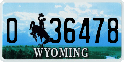 WY license plate 036478