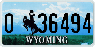 WY license plate 036494