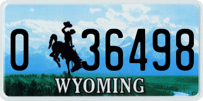 WY license plate 036498