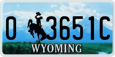 WY license plate 03651C