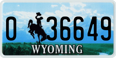 WY license plate 036649